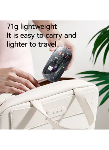 Transparent Mouse 800 / 1200 / 1600 DPI 2.4G + Bluetooth-Compatible Rechargeable Dual Mode Wireless Mice KB29 - White