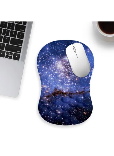 30x20x2.5cm Office Gaming Mouse Pad with Wrist Rest Memory Foam Relieve Fatigue Mouse Mat - Starry Sky