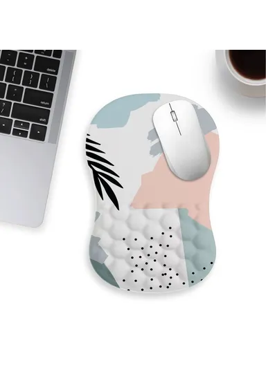 30x20x2.5cm Office Gaming Mouse Pad with Wrist Rest Memory Foam Relieve Fatigue Mouse Mat - Blue+Pink