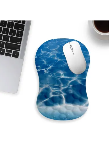 30x20x2.5cm Office Gaming Mouse Pad with Wrist Rest Memory Foam Relieve Fatigue Mouse Mat - Ocean