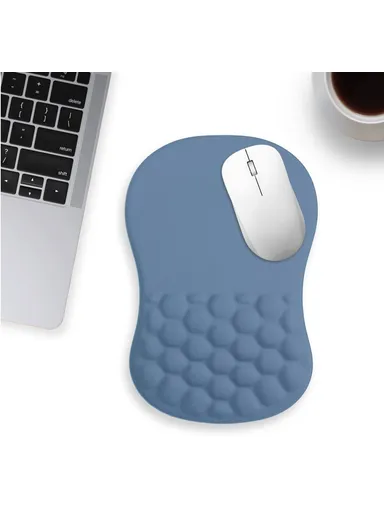 30x20x2.5cm Office Gaming Mouse Pad with Wrist Rest Memory Foam Relieve Fatigue Mouse Mat - Blue