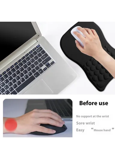 30x20x2.5cm Office Gaming Mouse Pad with Wrist Rest Memory Foam Relieve Fatigue Mouse Mat - Pink Ocean Wave