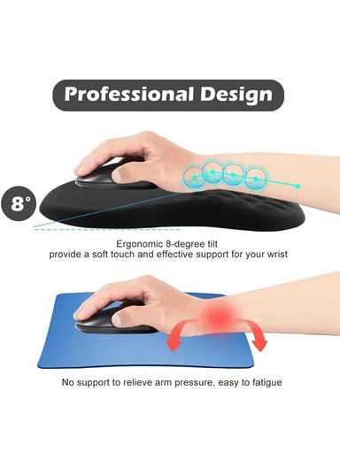 30x20x2.5cm Office Gaming Mouse Pad with Wrist Rest Memory Foam Relieve Fatigue Mouse Mat - Pink Ocean Wave