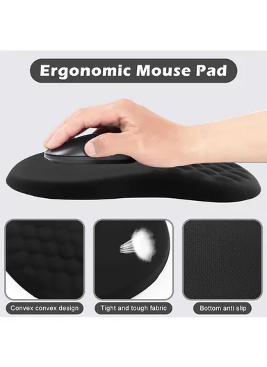 30x20x2.5cm Office Gaming Mouse Pad with Wrist Rest Memory Foam Relieve Fatigue Mouse Mat - Pink Ocean Wave