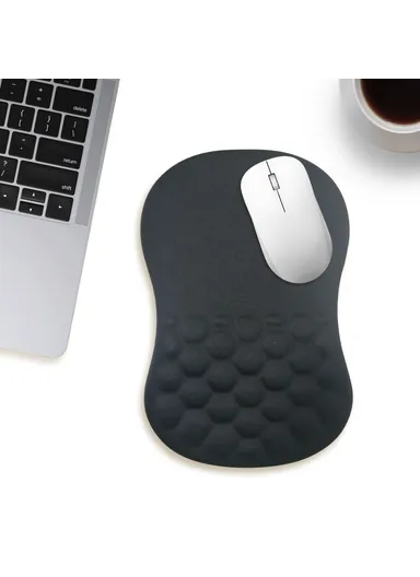 30x20x2.5cm Office Gaming Mouse Pad with Wrist Rest Memory Foam Relieve Fatigue Mouse Mat - Black