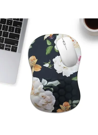 30x20x2.5cm Office Gaming Mouse Pad with Wrist Rest Memory Foam Relieve Fatigue Mouse Mat - Black / Rose