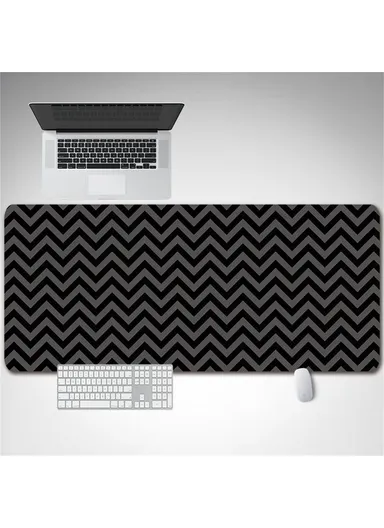 DLS-001 Minimalist Mouse Pad Desk Mat 800 x 300 x 2mm Non-Slip Rubber Gaming Mousepad, Black Edge - Style F