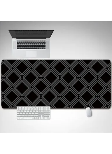 DLS-001 Minimalist Mouse Pad Desk Mat 800 x 300 x 2mm Non-Slip Rubber Gaming Mousepad, Black Edge - Style E