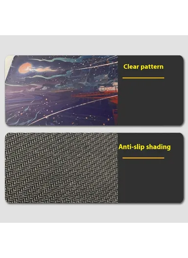 DLS-001 Minimalist Mouse Pad Desk Mat 800 x 300 x 2mm Non-Slip Rubber Gaming Mousepad, Black Edge - Style E