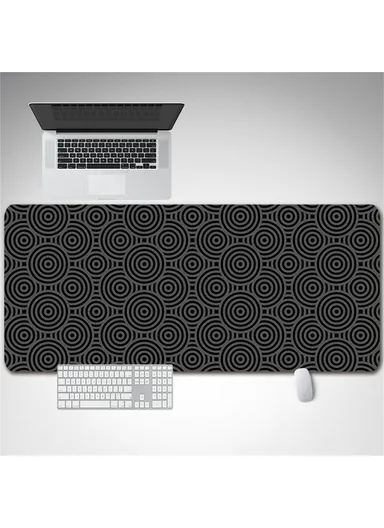 DLS-001 Minimalist Mouse Pad Desk Mat 800 x 300 x 2mm Non-Slip Rubber Gaming Mousepad, Black Edge - Style C