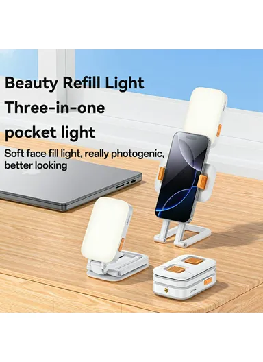  Pocket Light Stand 3 in 1 Folding Desktop Phone Holder Lighting for Photography &amp; Streaming  DH 10