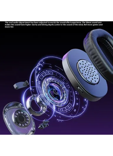 Wired Gaming Headset LED Light USB 7.1 Surround Sound, Desktop PC Headphone with Microphone HT410 - Black