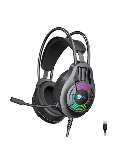 LED Light Over-Ear Headphone Wired Gaming Headset with Microphone HT406 - USB7.1 Interface