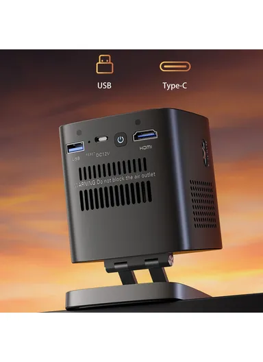  Upgraded DLP Mini Projector Home Outdoor Portable HD Projection Device - Black &amp; EU Plug C1000