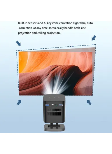  Upgraded DLP Mini Projector Home Outdoor Portable HD Projection Device - Black &amp; EU Plug C1000