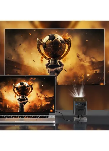  Upgraded DLP Mini Projector Home Outdoor Portable HD Projection Device - Black &amp; EU Plug C1000