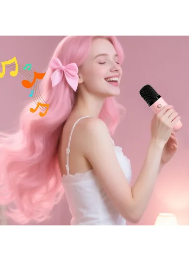 Children Karaoke Speaker with Dual Microphone Multi Light Modes Bluetooth-Compatible Audio System T99 - Black &amp; Blue