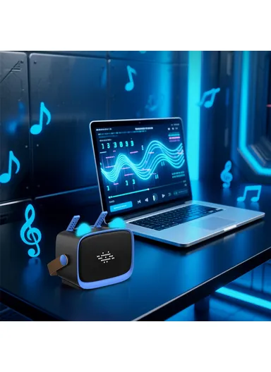 Children Karaoke Speaker with Dual Microphone Multi Light Modes Bluetooth-Compatible Audio System T99 - Black &amp; Blue