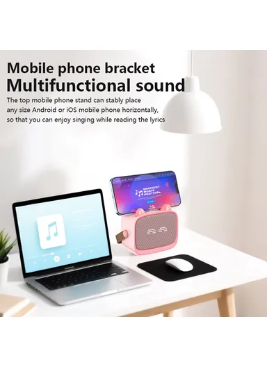 Children Karaoke Speaker with Dual Microphone Multi Light Modes Bluetooth-Compatible Audio System T99 - Black &amp; Blue