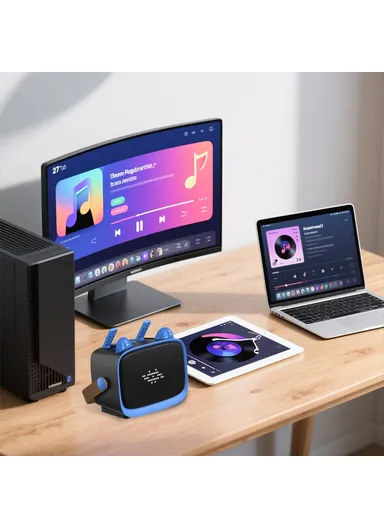 Children Karaoke Speaker with Dual Microphone Multi Light Modes Bluetooth-Compatible Audio System T99 - Black &amp; Blue