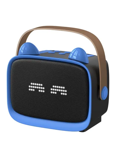 Children Karaoke Speaker with Dual Microphone Multi Light Modes Bluetooth-Compatible Audio System T99 - Black &amp; Blue
