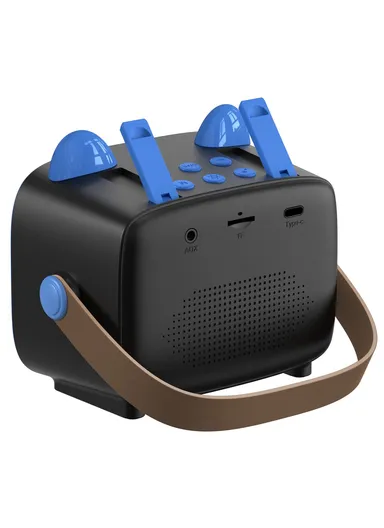 Children Karaoke Speaker with Dual Microphone Multi Light Modes Bluetooth-Compatible Audio System T99 - Black &amp; Blue