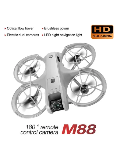 Brushless Drone Optical Flow Positioning Dual Camera HD Aerial Photography Quadcopter, Three Battery M88 