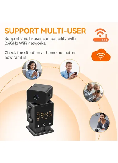  Tuya WiFi Security Camera Alarm Clock Two Way Audio Night Vision HD Surveillance Camera C11  - EU Plug