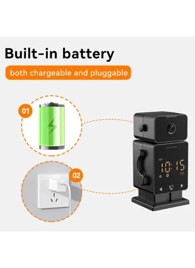  Tuya WiFi Security Camera Alarm Clock Two Way Audio Night Vision HD Surveillance Camera C11  - EU Plug