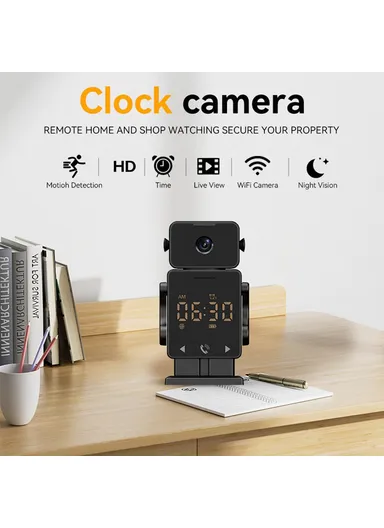  Tuya WiFi Security Camera Alarm Clock Two Way Audio Night Vision HD Surveillance Camera C11  - EU Plug