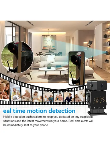  Tuya WiFi Security Camera Alarm Clock Two Way Audio Night Vision HD Surveillance Camera C11  - EU Plug