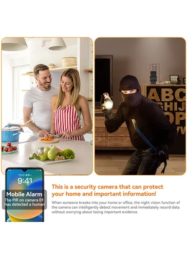  Tuya WiFi Security Camera Alarm Clock Two Way Audio Night Vision HD Surveillance Camera C11  - EU Plug