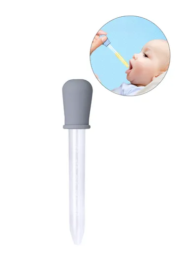 5ml Detachable Baby Medicine Dropping Liquid Droppers Silicone Clear Liquid Medicine Eye Dropper (BPA-Free) - Grey