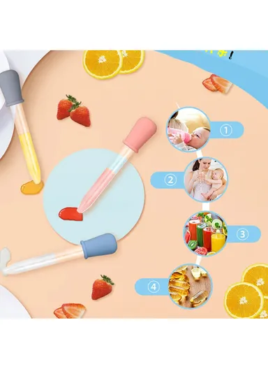 5ml Detachable Baby Medicine Dropping Liquid Droppers Silicone Clear Liquid Medicine Eye Dropper (BPA-Free) - Grey