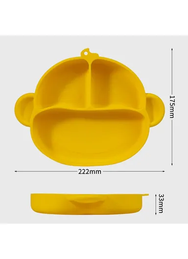Silicone Baby Dishes Children Kids Feeding Bowl Plate with Suction Back (BPA-Free, without FDA Certificate) - Yellow