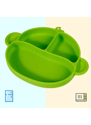 Silicone Baby Dishes Children Kids Feeding Bowl Plate with Suction Back (BPA-Free, without FDA Certificate) - Yellow