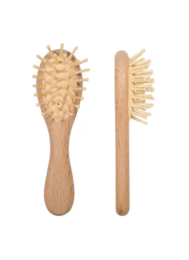 Beech Wood Baby Hair Brush Scalp Massage Air Cushion Comb for Infants Toddlers, Size S