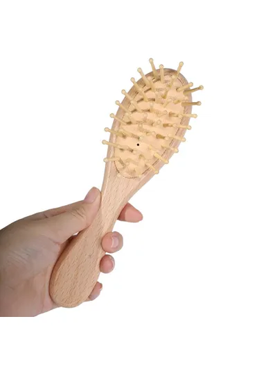 Beech Wood Baby Hair Brush Scalp Massage Air Cushion Comb for Infants Toddlers, Size S