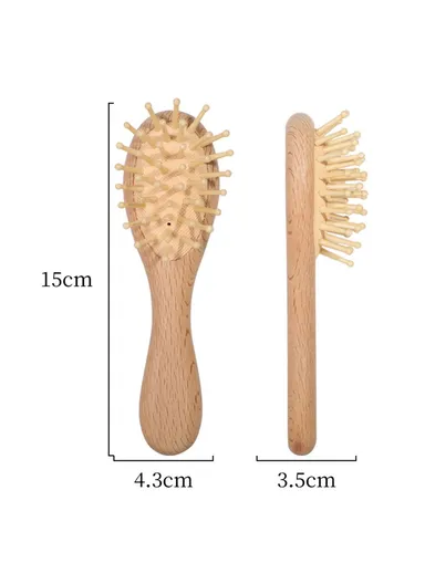 Beech Wood Baby Hair Brush Scalp Massage Air Cushion Comb for Infants Toddlers, Size S