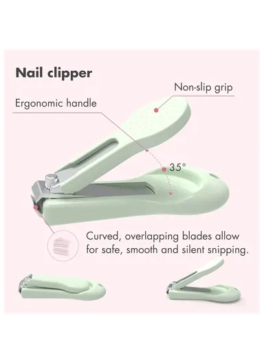 4Pcs Cartoon Owl Pattern Baby Nail Care Kit Newborn Nail Clippers Scissors Tweezers File Set - Light Pink