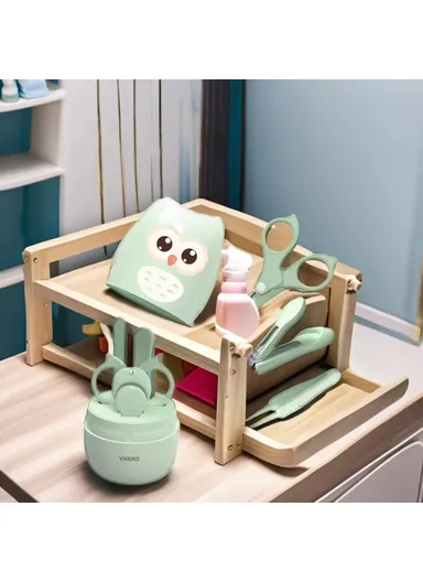 4Pcs Cartoon Owl Pattern Baby Nail Care Kit Newborn Nail Clippers Scissors Tweezers File Set - Light Pink