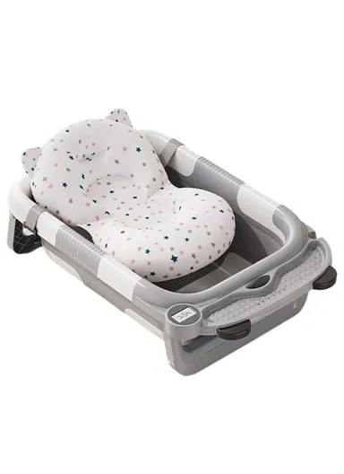 Newborn Bathtub TPE &amp; PP Infant Baby Bath Tub with Soft Cushion RJ307 - Grey