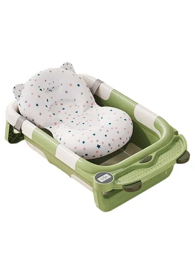 Newborn Bathtub TPE &amp; PP Infant Baby Bath Tub with Soft Cushion RJ307 - Green