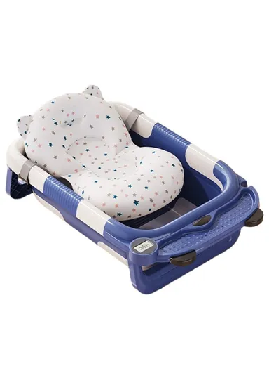 Newborn Bathtub TPE &amp; PP Infant Baby Bath Tub with Soft Cushion RJ307 - Blue