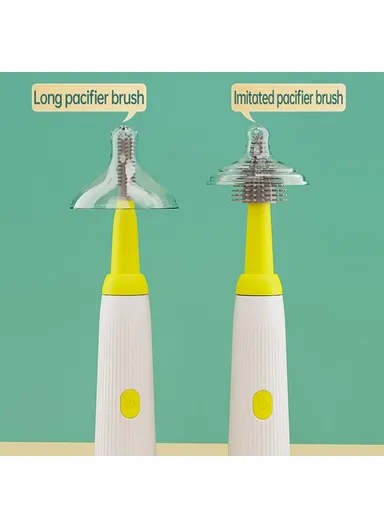 360 Degree Rotatable Electric Baby Bottle Brush Set Portable Pacifier Cleaner with Storage Rack (BPA Free, No FDA) - Grey