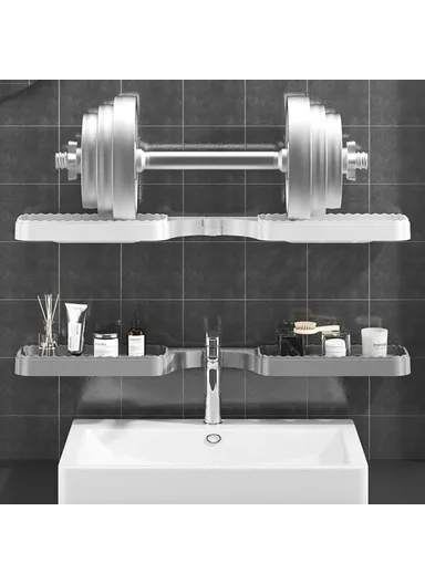 Rotating Corner Shelf Foldable Countertop Organizer Wall Mounted Triangle Rack for Bathroom / Kitchen - White