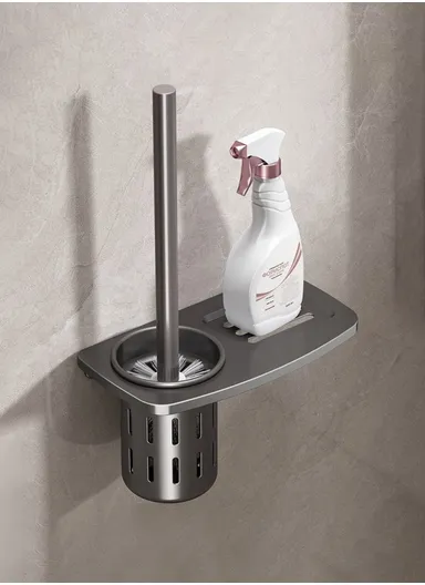 Toilet Brush Holder Wall Mounted Bathroom Storage Rack No Drill Organizer for Rest Room / Washroom