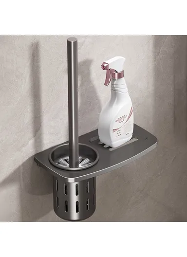 Toilet Brush Holder Wall Mounted Bathroom Storage Rack No Drill Organizer for Rest Room / Washroom