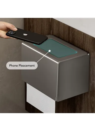 Aluminum Alloy Toilet Paper Holder Wall Mounted No Drilling Bathroom Tissue Box