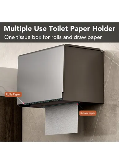 Aluminum Alloy Toilet Paper Holder Wall Mounted No Drilling Bathroom Tissue Box